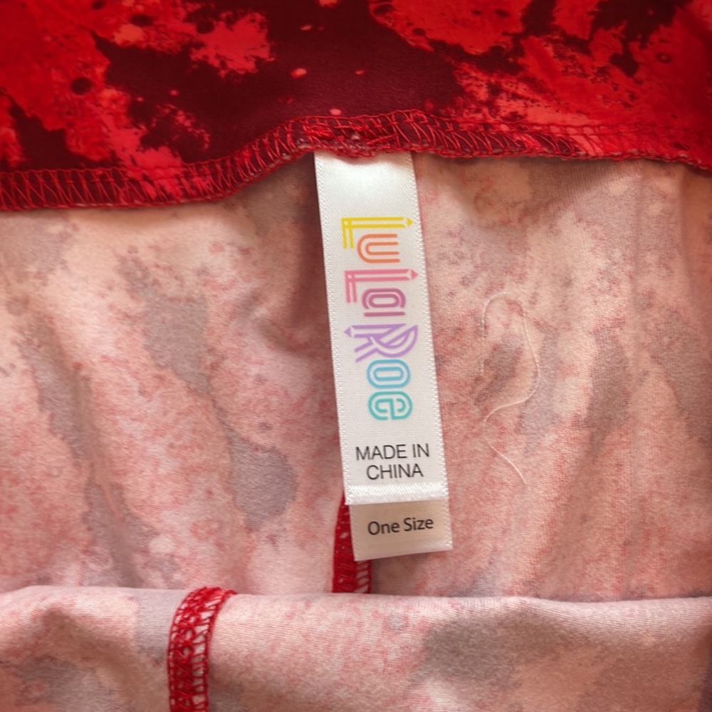 Nwot Lularoe Os Red Tye Dye Pattern Leggings. - image 3